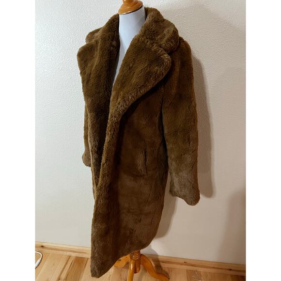 Apparis Siena Brown Faux Fur Teddy Long Coat MEDIUM - Picture 5 of 12